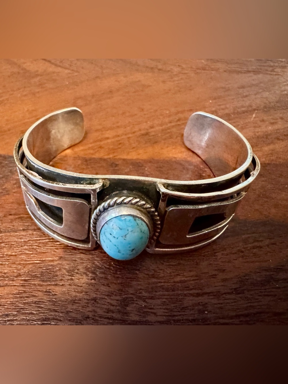 VTG Taxco Sterling Silver Cuff w/Turquoise Heavy Statement Bracelet Mexico 70g - Picture 3 of 11
